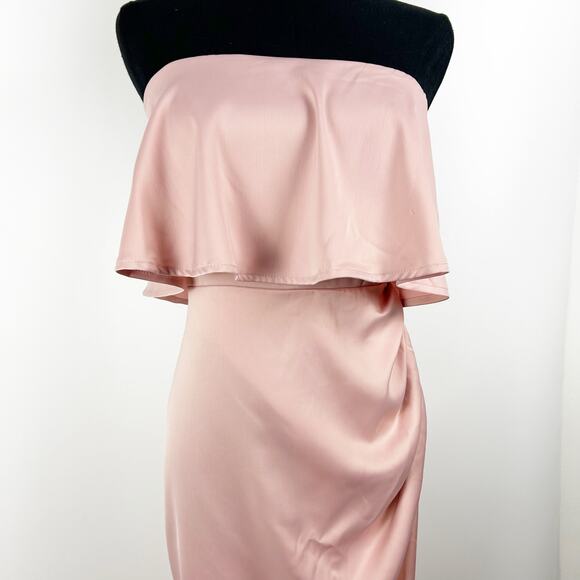 Lovers + Friends Violet Midi Dress Light Pink Satin Strapless Party Womens Sz XS - Picture 4 of 11